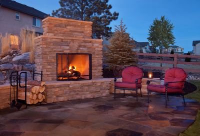 Outdoor Fireplace and Kitchen